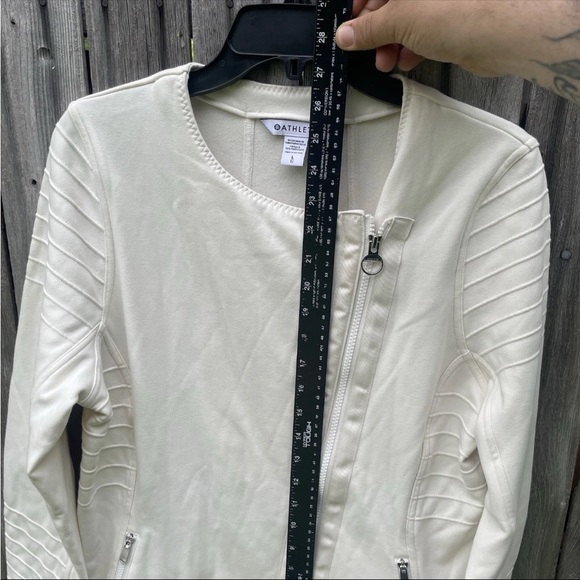 NWT Athleta Moto Jacket Women's Size Large Ivory Zip Up - Picture 8 of 14